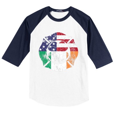 Irish American Flag Ireland Flag ST PATRICKS DAY Firefighter Baseball Sleeve Shirt