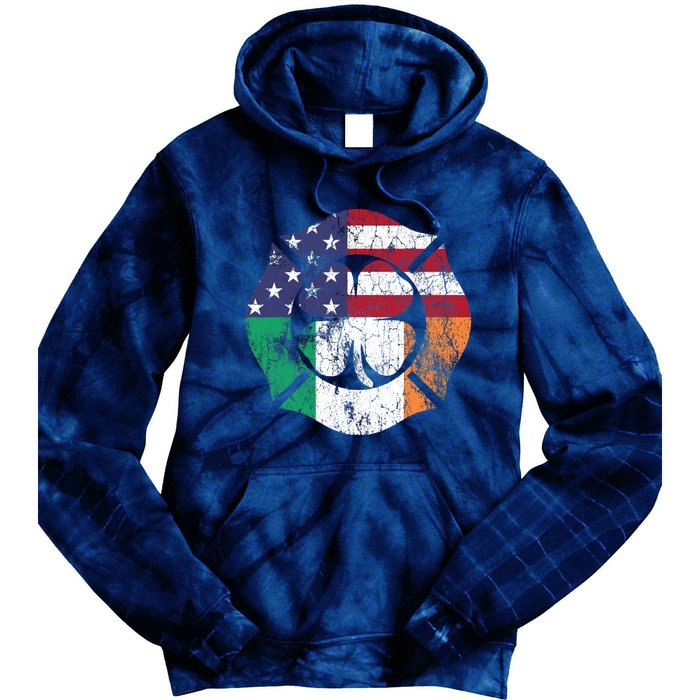 Irish American Flag Ireland Flag ST PATRICKS DAY Firefighter Tie Dye Hoodie