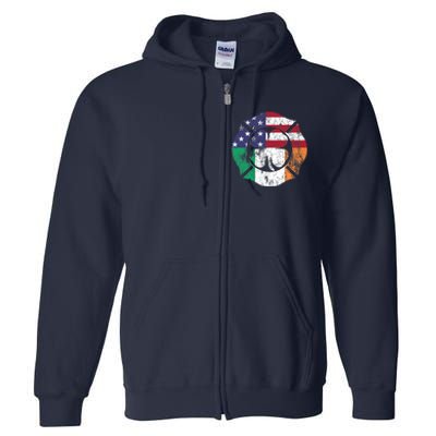 Irish American Flag Ireland Flag ST PATRICKS DAY Firefighter Full Zip Hoodie