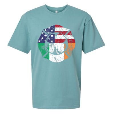 Irish American Flag Ireland Flag ST PATRICKS DAY Firefighter Sueded Cloud Jersey T-Shirt