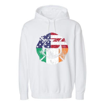 Irish American Flag Ireland Flag ST PATRICKS DAY Firefighter Garment-Dyed Fleece Hoodie