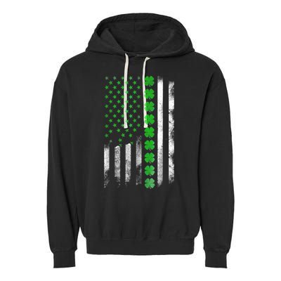Irish American Flag Shamrock Clover Happy St Patrick's Day Garment-Dyed Fleece Hoodie