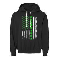 Irish American Flag Shamrock Clover Happy St Patrick's Day Garment-Dyed Fleece Hoodie