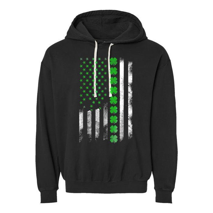 Irish American Flag Shamrock Clover Happy St Patrick's Day Garment-Dyed Fleece Hoodie