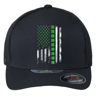 Irish American Flag Shamrock Clover Happy St Patrick's Day Flexfit Unipanel Trucker Cap