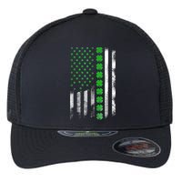 Irish American Flag Shamrock Clover Happy St Patrick's Day Flexfit Unipanel Trucker Cap