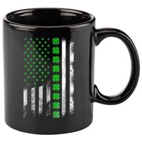 Irish American Flag Shamrock Clover Happy St Patrick's Day 11oz C Handle Ceramic Mug