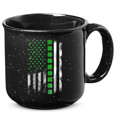 Irish American Flag Shamrock Clover Happy St Patrick's Day 15oz Campfire Ceramic Mug
