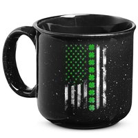 Irish American Flag Shamrock Clover Happy St Patrick's Day 15oz Campfire Ceramic Mug