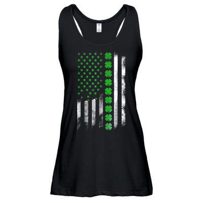Irish American Flag Shamrock Clover Happy St Patrick's Day Ladies Essential Flowy Tank