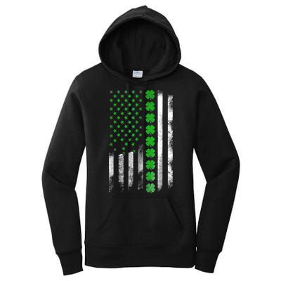 Irish American Flag Shamrock Clover Happy St Patrick's Day Women's Pullover Hoodie