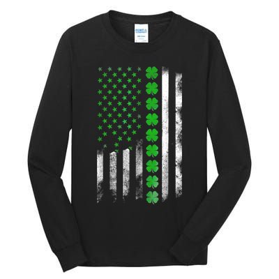 Irish American Flag Shamrock Clover Happy St Patrick's Day Tall Long Sleeve T-Shirt