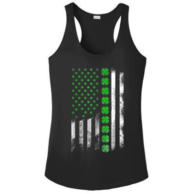 Irish American Flag Shamrock Clover Happy St Patrick's Day Ladies PosiCharge Competitor Racerback Tank