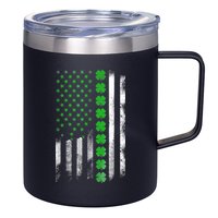 Irish American Flag Shamrock Clover Happy St Patrick's Day 12oz Stainless Steel Coffee Mug