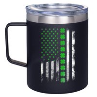 Irish American Flag Shamrock Clover Happy St Patrick's Day 12oz Stainless Steel Coffee Mug