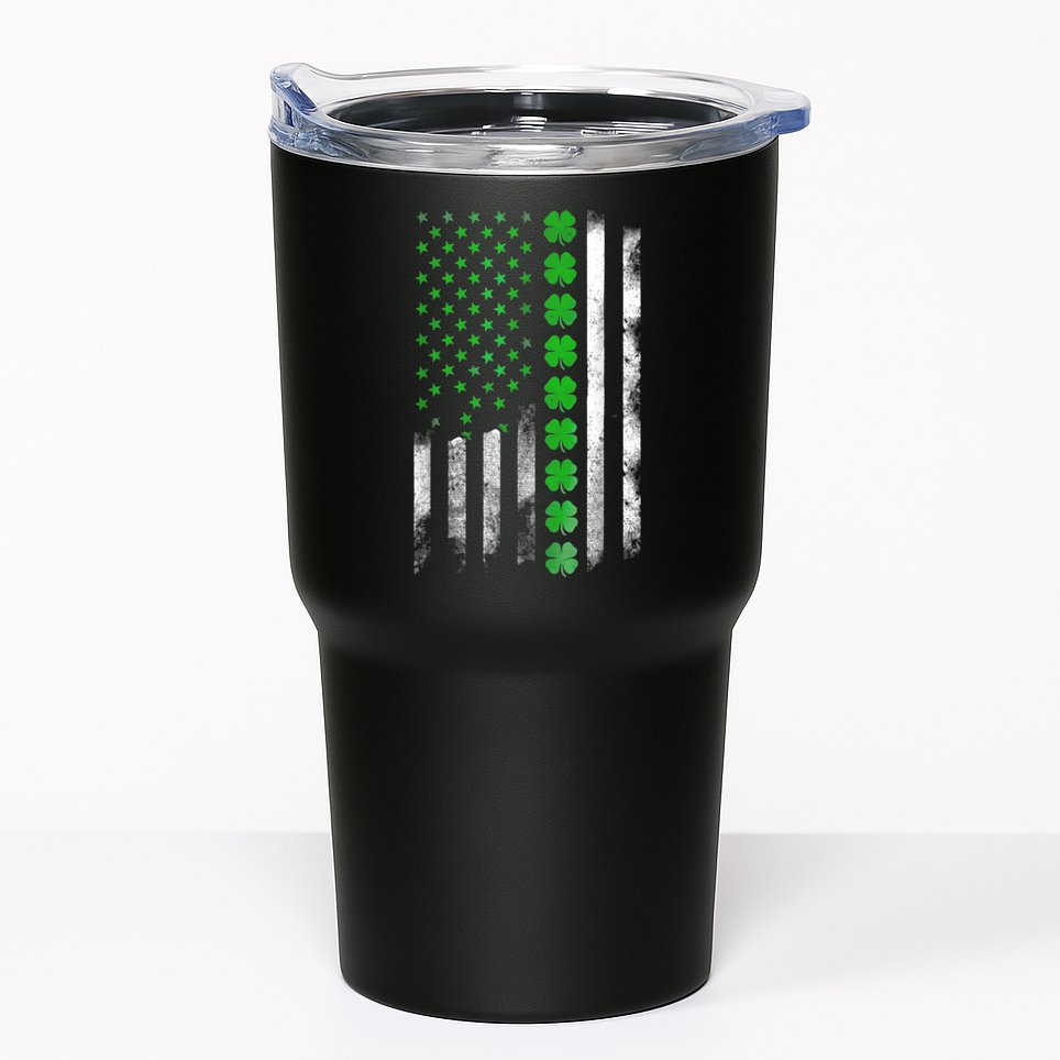 Irish American Flag Shamrock Clover Happy St Patrick's Day Tumbler