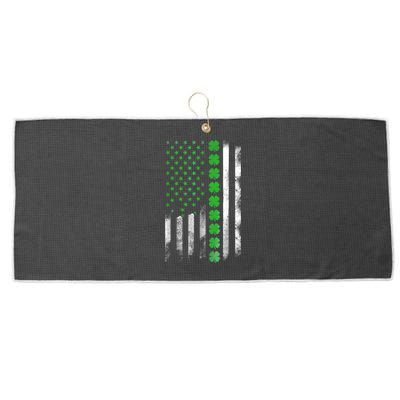 Irish American Flag Shamrock Clover Happy St Patrick's Day Large Microfiber Waffle Golf Towel