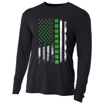 Irish American Flag Shamrock Clover Happy St Patrick's Day Cooling Performance Long Sleeve Crew
