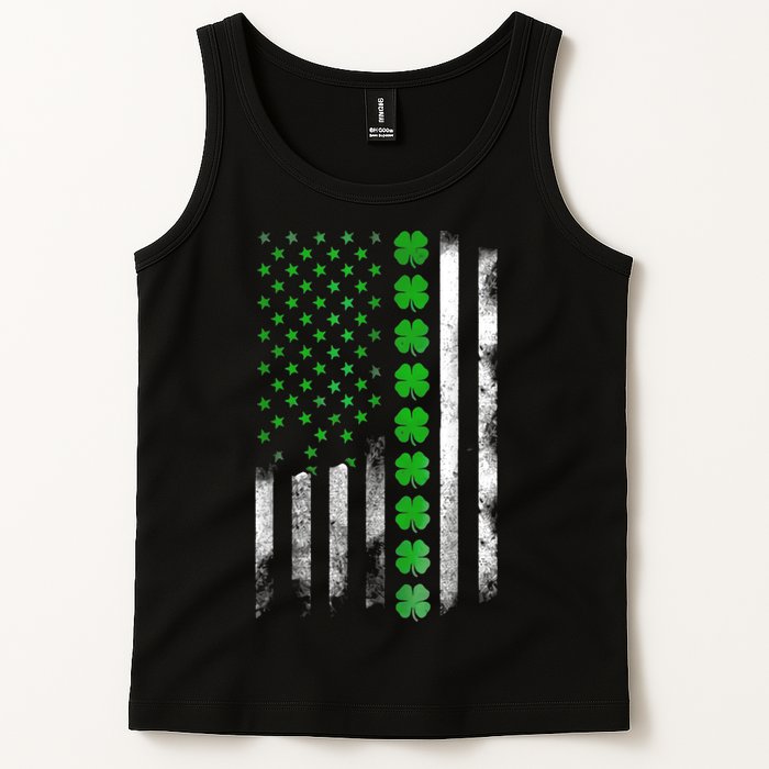 Irish American Flag Shamrock Clover Happy St Patrick's Day Tank Top