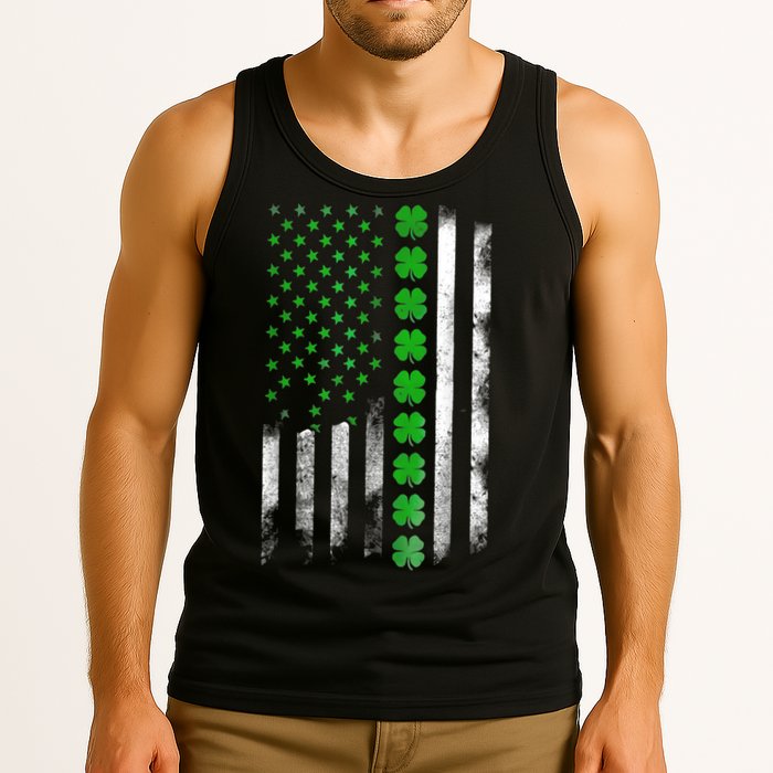 Irish American Flag Shamrock Clover Happy St Patrick's Day Tank Top
