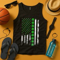 Irish American Flag Shamrock Clover Happy St Patrick's Day Tank Top