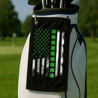 Irish American Flag Shamrock Clover Happy St Patrick's Day Golf Towel