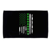 Irish American Flag Shamrock Clover Happy St Patrick's Day Microfiber Hand Towel