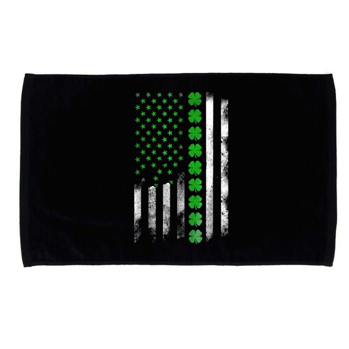 Irish American Flag Shamrock Clover Happy St Patrick's Day Microfiber Hand Towel