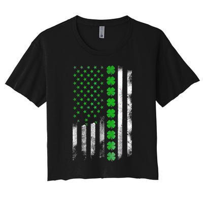 Irish American Flag Shamrock Clover Happy St Patrick's Day Crop Top
