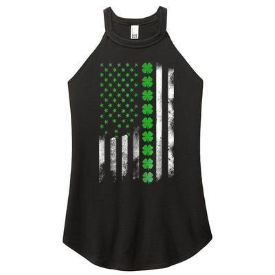 Irish American Flag Shamrock Clover Happy St Patrick's Day Women's Perfect Tri Rocker Tank