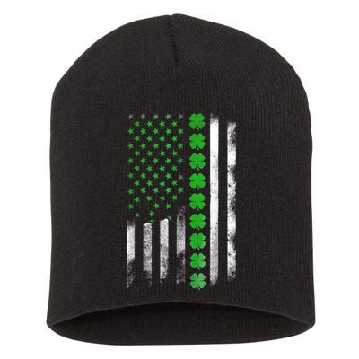 Irish American Flag Shamrock Clover Happy St Patrick's Day Short Acrylic Beanie