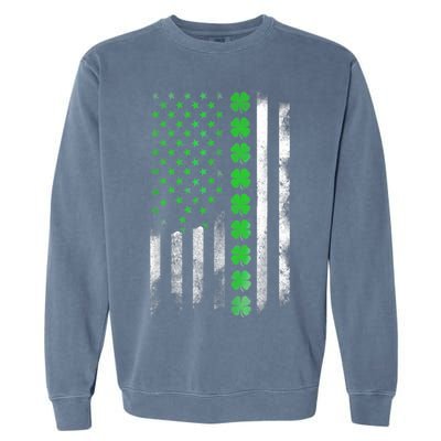 Irish American Flag Shamrock Clover Happy St Patrick's Day Garment-Dyed Sweatshirt