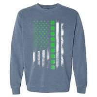 Irish American Flag Shamrock Clover Happy St Patrick's Day Garment-Dyed Sweatshirt