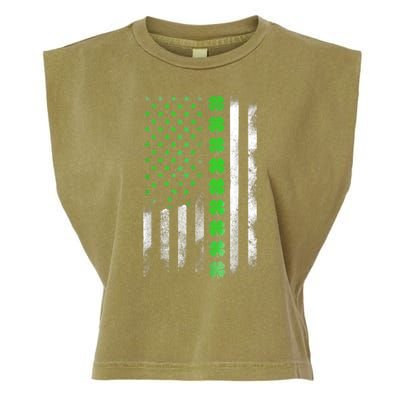Irish American Flag Shamrock Clover Happy St Patrick's Day Garment-Dyed Women's Muscle Tee
