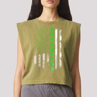 Irish American Flag Shamrock Clover Happy St Patrick's Day Garment-Dyed Women's Muscle Tee
