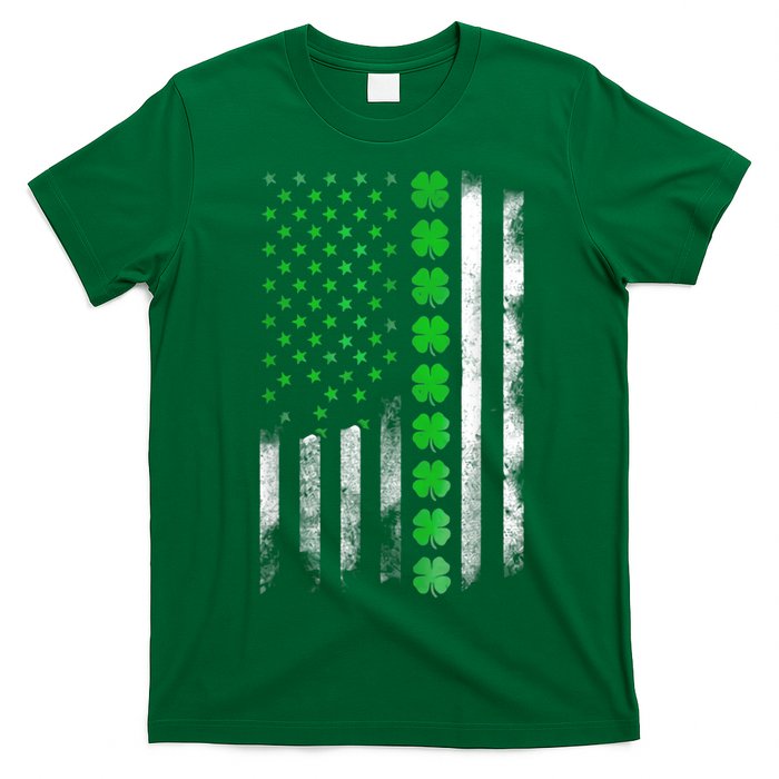 Irish American Flag Shamrock Clover Happy St Patrick's Day T-Shirt