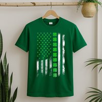 Irish American Flag Shamrock Clover Happy St Patrick's Day T-Shirt