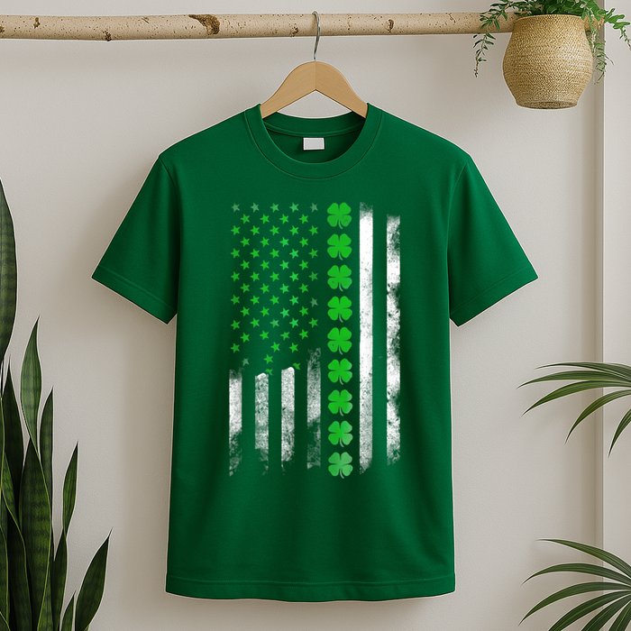 Irish American Flag Shamrock Clover Happy St Patrick's Day T-Shirt