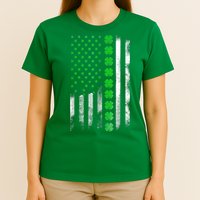 Irish American Flag Shamrock Clover Happy St Patrick's Day T-Shirt