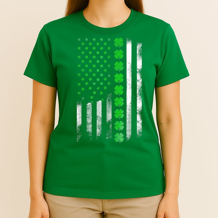 Irish American Flag Shamrock Clover Happy St Patrick's Day T-Shirt