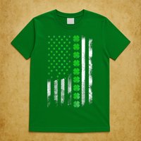 Irish American Flag Shamrock Clover Happy St Patrick's Day T-Shirt