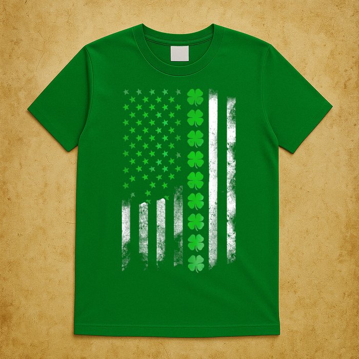 Irish American Flag Shamrock Clover Happy St Patrick's Day T-Shirt