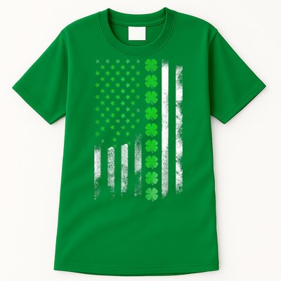 Irish American Flag Shamrock Clover Happy St Patrick's Day Tall T-Shirt