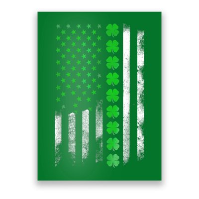 Irish American Flag Shamrock Clover Happy St Patrick's Day Poster