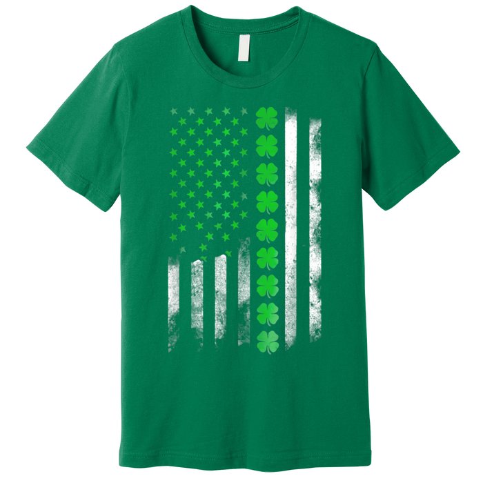 Irish American Flag Shamrock Clover Happy St Patrick's Day Premium T-Shirt