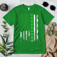 Irish American Flag Shamrock Clover Happy St Patrick's Day Premium T-Shirt