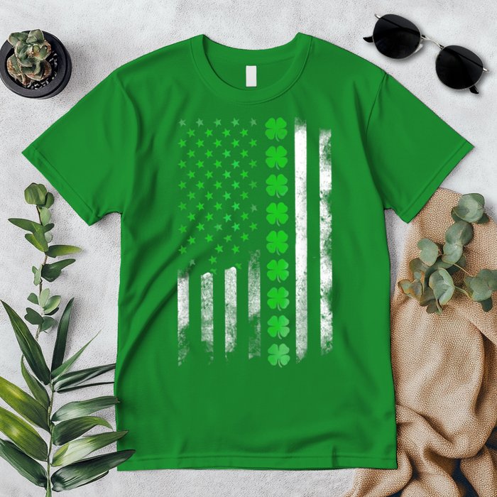Irish American Flag Shamrock Clover Happy St Patrick's Day Premium T-Shirt