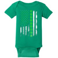 Irish American Flag Shamrock Clover Happy St Patrick's Day Baby Bodysuit