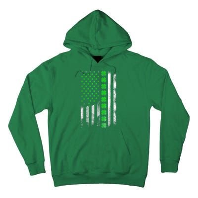 Irish American Flag Shamrock Clover Happy St Patrick's Day Tall Hoodie