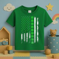 Irish American Flag Shamrock Clover Happy St Patrick's Day Toddler T-Shirt